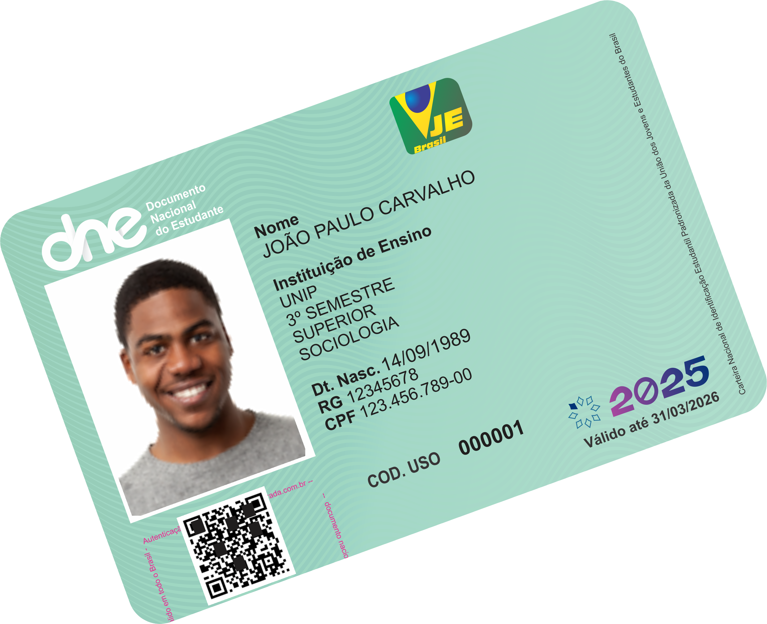 Carteira de Estudante 2025 - Documento Nacional do Estudante